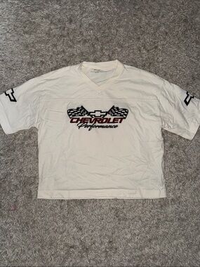 Hollister White Chevrolet Performance V-Neck Tee